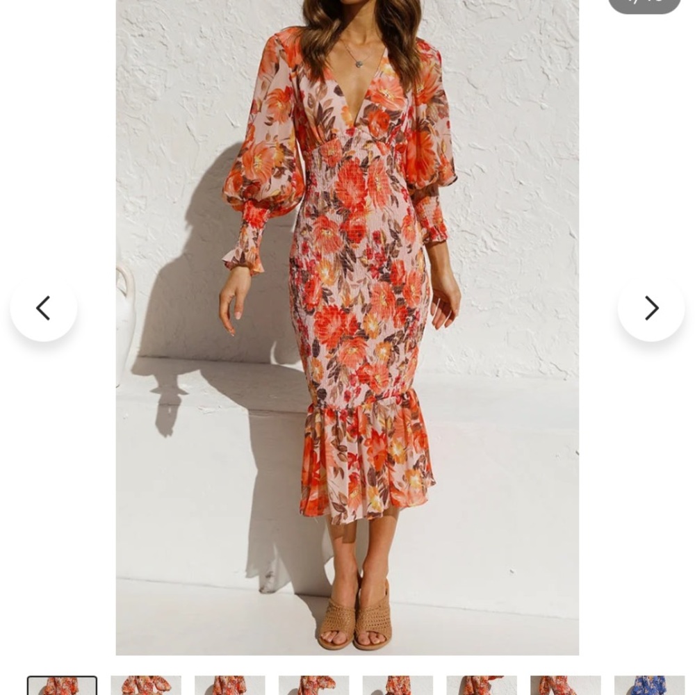 Ivadress Smocked Floral Midi Dress size 2x (US 14/16)